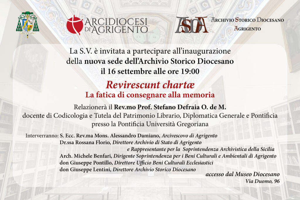 Inaugurazione Nuova Sede dell’Archivio Storico Diocesano